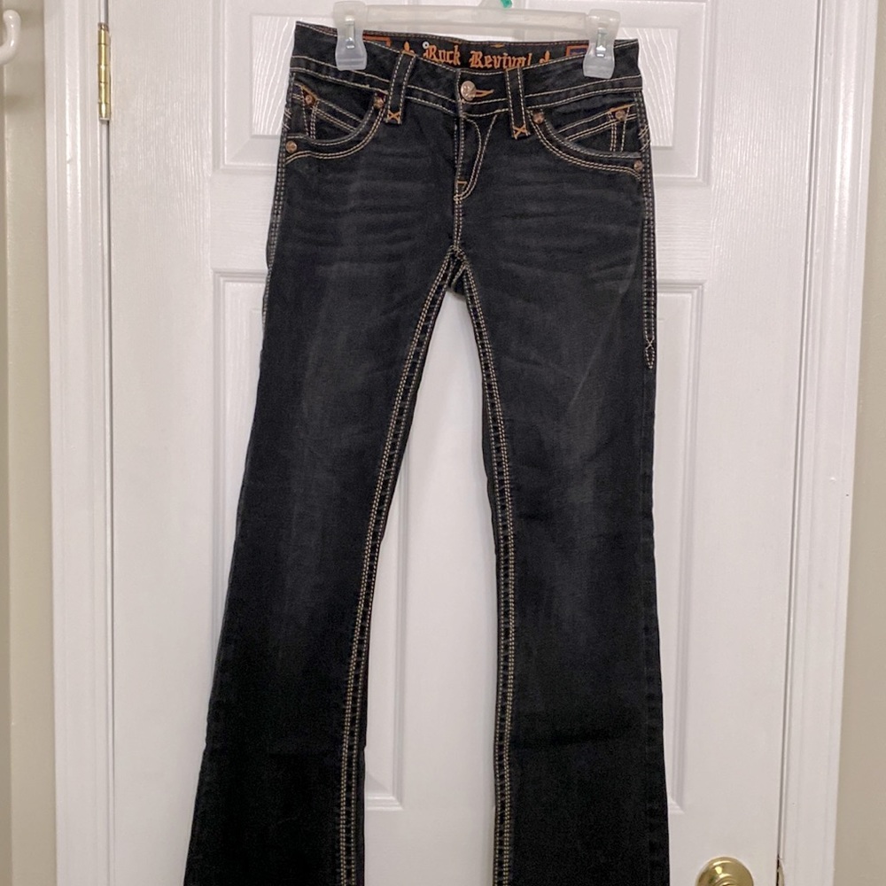 Rock revival, black washed, size 28 jeans